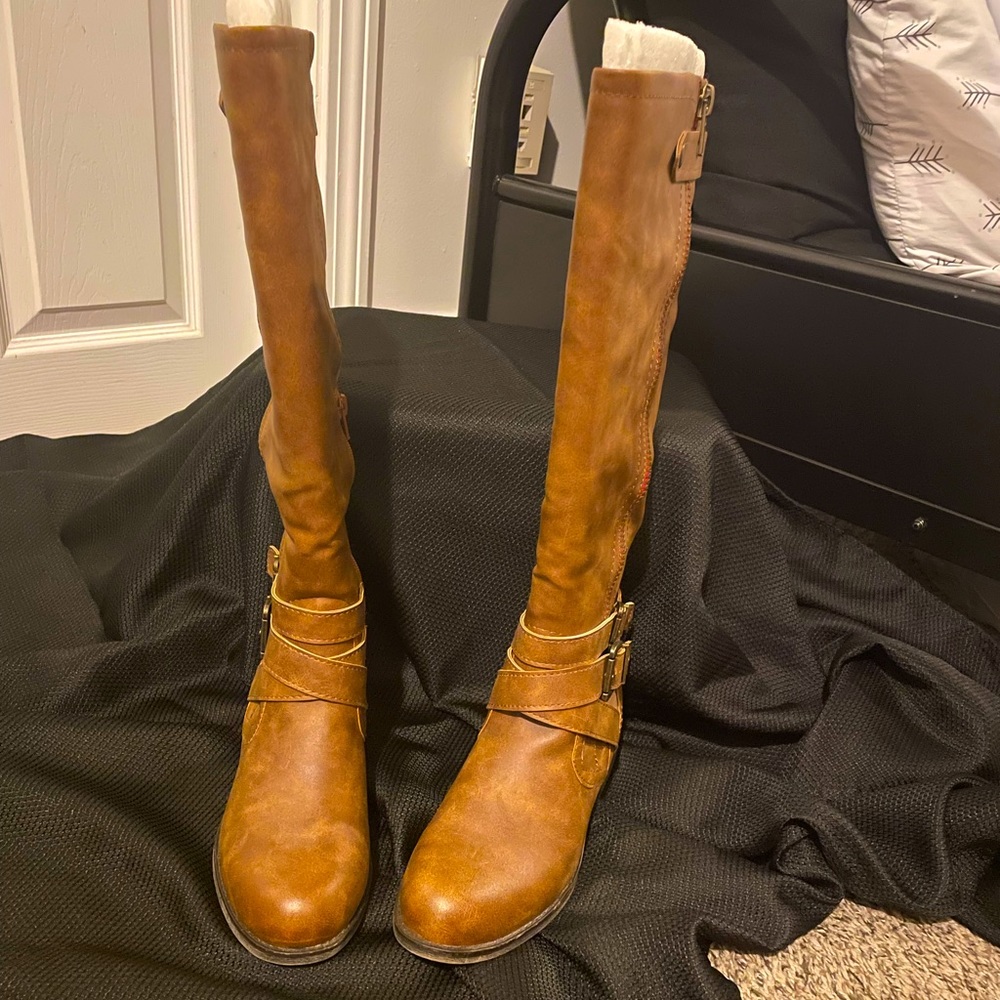Brown high boots